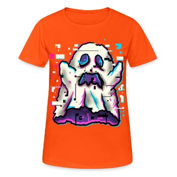 Geister-Glitch - Frauen T-Shirt atmungsaktiv - Neonorange - Vorne - AI Model Female 172 dark (172cm)