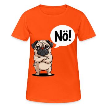 Nö Sprechender Mops Comic Lustig - Frauen T-Shirt atmungsaktiv - Neonorange - Vorne - AI Model Female 172 dark (172cm)