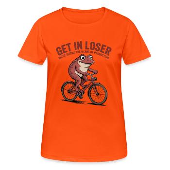 Get in Loser we're seizing the means of production - Women's Breathable T-Shirt - neon orange - Front - AI Model Female 172 dark (172cm)