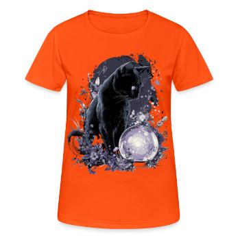 Magische Katze Wahrsager Magisch - Frauen T-Shirt atmungsaktiv - Neonorange - Vorne - AI Model Female 172 dark (172cm)