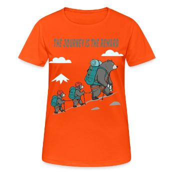 Bear Trail : Voyage récompensé - T-shirt respirant Femme - orange néon - Devant - AI Model Female 172 dark (172cm)
