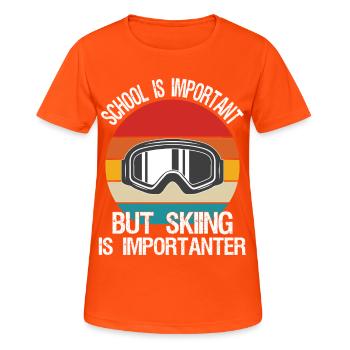 L’école est importante, mais le ski est plus important - T-shirt respirant Femme - orange néon - Devant - AI Model Female 172 dark (172cm)