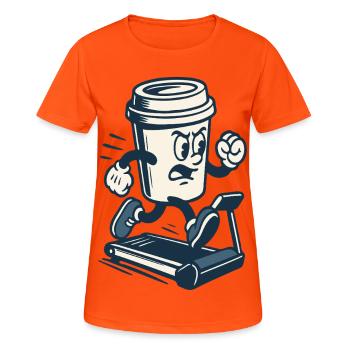 Koffeinhaltige Sprint Kaffeetasse - Frauen T-Shirt atmungsaktiv - Neonorange - Vorne - AI Model Female 172 dark (172cm)