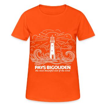 Pays Bigouden Bretagne Pride Tradition Finistère - Frauen T-Shirt atmungsaktiv - Neonorange - Vorne - AI Model Female 172 dark (172cm)
