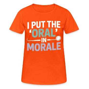 Conception de la pratique clinique d’un dentiste - T-shirt respirant Femme - orange néon - Devant - AI Model Female 172 dark (172cm)