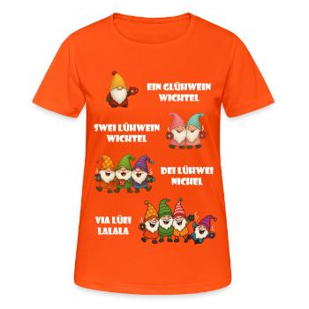 Lustiges Wichtel Glühwein Weihnachtsgeschenk - Frauen T-Shirt atmungsaktiv - Neonorange - Vorne - AI Model Female 172 dark (172cm)