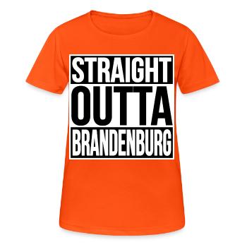 Straight Outta Brandenburg - Frauen T-Shirt atmungsaktiv - Neonorange - Vorne - AI Model Female 172 dark (172cm)