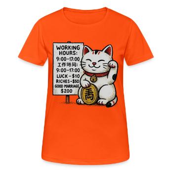 Panneau Lucky Cat Fortune - T-shirt respirant Femme - orange néon - Devant - AI Model Female 172 dark (172cm)