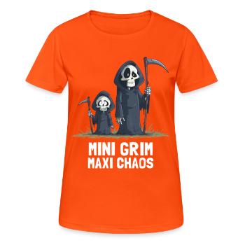 Little Grim – The Grim Reaper of Chaos - Women's Breathable T-Shirt - neon orange - Front - AI Model Female 172 dark (172cm)