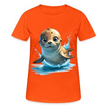 Happy Seal Splash Dance - Women's Breathable T-Shirt - neon orange - Front - AI Model Female 172 dark (172cm)