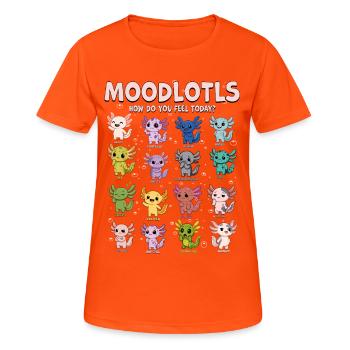 Moodlotls Axolotl Emotions Chart Cute Kawaii - T-shirt respirant Femme - orange néon - Devant - AI Model Female 172 dark (172cm)