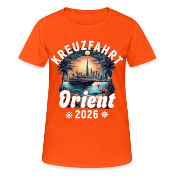 Orient Cruise 2026 - Women's Breathable T-Shirt - neon orange - Front - AI Model Female 172 dark (172cm)