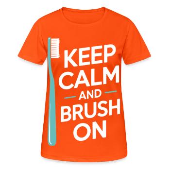 Präzisions-Zahntechnik-Kunstwerke - Frauen T-Shirt atmungsaktiv - Neonorange - Vorne - AI Model Female 172 dark (172cm)
