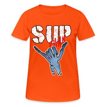 SUP - Frauen T-Shirt atmungsaktiv - Neonorange - Vorne - AI Model Female 172 dark (172cm)