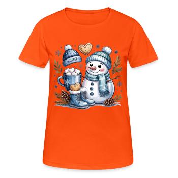 Winter Magic Snowman Cocoa - Women's Breathable T-Shirt - neon orange - Front - AI Model Female 172 dark (172cm)