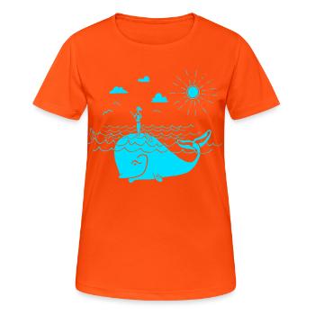 SUP - Frauen T-Shirt atmungsaktiv - Neonorange - Vorne - AI Model Female 172 dark (172cm)