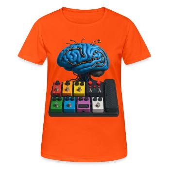 PEDALBOARD BRAIN - sound & vision - T-shirt respirant Femme - orange néon - Devant - AI Model Female 172 dark (172cm)