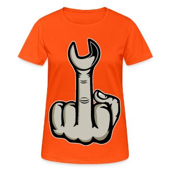 Mittelfinger Stingerfinger Schraubschlüssel - Frauen T-Shirt atmungsaktiv - Neonorange - Vorne - AI Model Female 172 dark (172cm)