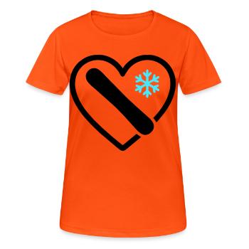 Snowboard Heart Mountain Snow Winter - Women's Breathable T-Shirt - neon orange - Front - AI Model Female 172 dark (172cm)