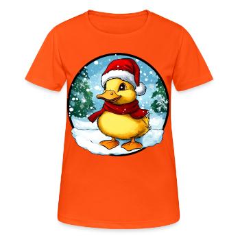 Weihnachtsmann Entchen - Frauen T-Shirt atmungsaktiv - Neonorange - Vorne - AI Model Female 172 dark (172cm)