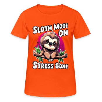Le mode paresseux sur le stress a disparu | Pas de stress et de détente - T-shirt respirant Femme - orange néon - Devant - AI Model Female 172 dark (172cm)