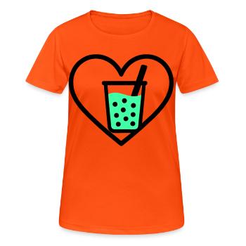 Bubble Tea Heart Boba Drink Sweet Trend - Frauen T-Shirt atmungsaktiv - Neonorange - Vorne - AI Model Female 172 dark (172cm)