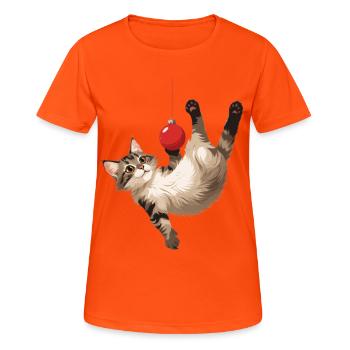 Jeu de balle acrobate de chat - T-shirt respirant Femme - orange néon - Devant - AI Model Female 172 dark (172cm)
