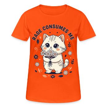 Wut verschlingt mich Katzenblume süße Katze - Frauen T-Shirt atmungsaktiv - Neonorange - Vorne - AI Model Female 172 dark (172cm)