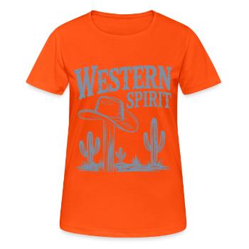 Western Spirit – Vintage Cowboy - T-shirt respirant Femme - orange néon - Devant - AI Model Female 172 dark (172cm)