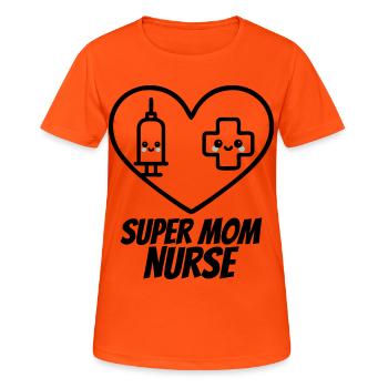 Super Mama Krankenschwester – Medizin Herz - Frauen T-Shirt atmungsaktiv - Neonorange - Vorne - AI Model Female 172 dark (172cm)