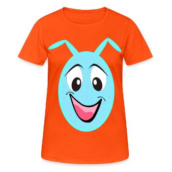 Blaues Herzlächeln Cartoon - Frauen T-Shirt atmungsaktiv - Neonorange - Vorne - AI Model Female 172 dark (172cm)