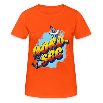 Nordsee | Anker & Möwe - Frauen T-Shirt atmungsaktiv - Neonorange - Vorne - AI Model Female 172 dark (172cm)