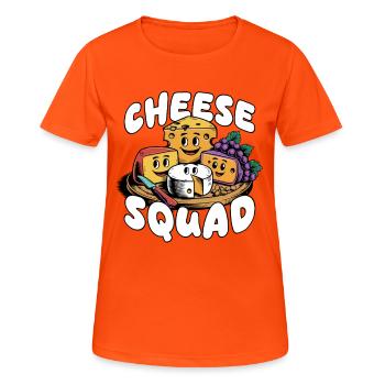 Équipe fromage Équipe fromage Fromages Fromage Plateau de fromages - T-shirt respirant Femme - orange néon - Devant - AI Model Female 172 dark (172cm)