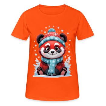 Winter Panda with Hat and Scarf - Women's Breathable T-Shirt - neon orange - Front - AI Model Female 172 dark (172cm)
