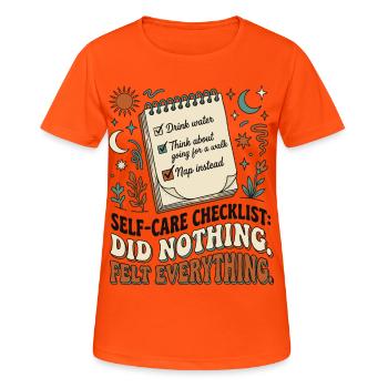 Self-Care Checklist - Women's Breathable T-Shirt - neon orange - Front - AI Model Female 172 dark (172cm)