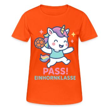 Unicorn Handball Pass, Unicorn Class Assist - Women's Breathable T-Shirt - neon orange - Front - AI Model Female 172 dark (172cm)