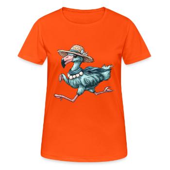 Laufender Flamingo-Sommerurlaub mit Sonnenbrille - Frauen T-Shirt atmungsaktiv - Neonorange - Vorne - AI Model Female 172 dark (172cm)