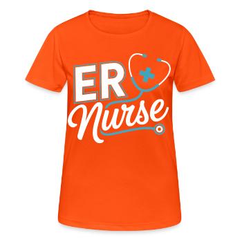 ER Pflegeheld Stethoskop - Frauen T-Shirt atmungsaktiv - Neonorange - Vorne - AI Model Female 172 dark (172cm)