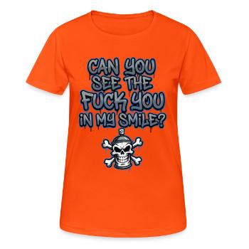 Graffiti Skull Saying Provocative - Women's Breathable T-Shirt - neon orange - Front - AI Model Female 172 dark (172cm)