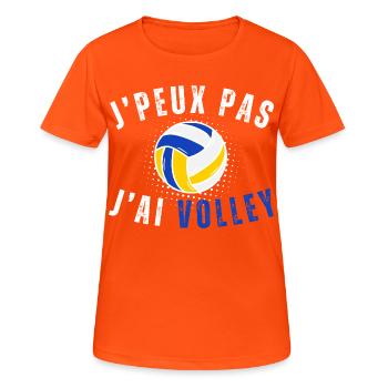 Ich kann nicht, ich habe Volley-Humor-Geschenk - Frauen T-Shirt atmungsaktiv - Neonorange - Vorne - AI Model Female 172 dark (172cm)