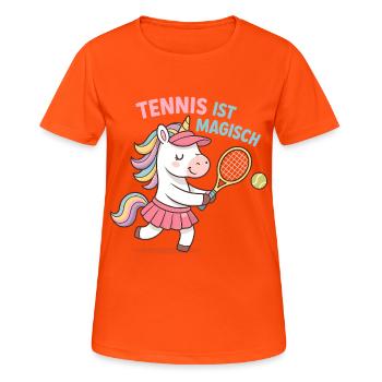 Le tennis est magique, fille licorne, magie - T-shirt respirant Femme - orange néon - Devant - AI Model Female 172 dark (172cm)