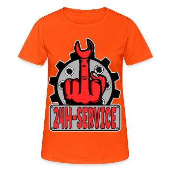Middle Finger Stinker Finger 24h Service Design Red - Women's Breathable T-Shirt - neon orange - Front - AI Model Female 172 dark (172cm)