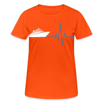 Yacht et battement de cœur - T-shirt respirant Femme - orange néon - Devant - AI Model Female 172 dark (172cm)