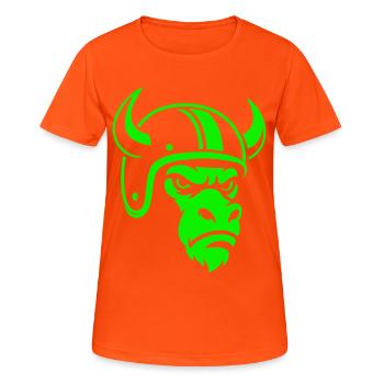 Biker Bull – Racing Spirit & Steel Head - T-shirt respirant Femme - orange néon - Devant - AI Model Female 172 dark (172cm)