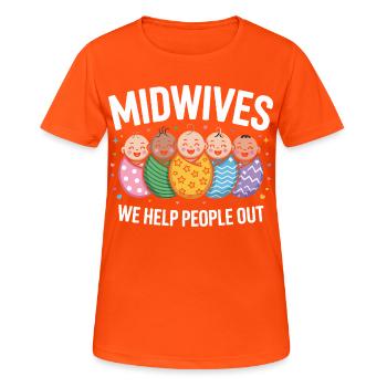 Hebammenhilfe Neugeborene Helden - Frauen T-Shirt atmungsaktiv - Neonorange - Vorne - AI Model Female 172 dark (172cm)