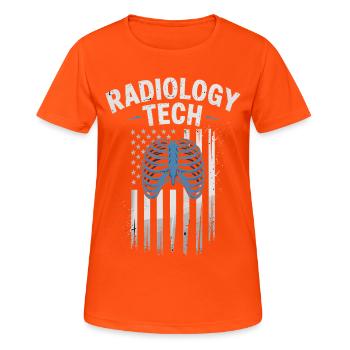 Graphisme de la cage thoracique en technologie radiologique - T-shirt respirant Femme - orange néon - Devant - AI Model Female 172 dark (172cm)