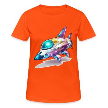Comet Flight Spacefighter Neon - T-shirt respirant Femme - orange néon - Devant - AI Model Female 172 dark (172cm)