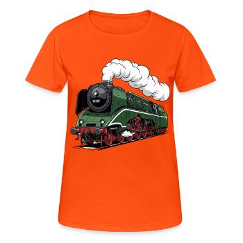 Grüne Dampflok 18 201 Retro - Frauen T-Shirt atmungsaktiv - Neonorange - Vorne - AI Model Female 172 dark (172cm)