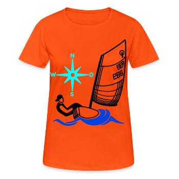Régate pour enfants de voiliers Optimist Opti - T-shirt respirant Femme - orange néon - Devant - AI Model Female 172 dark (172cm)