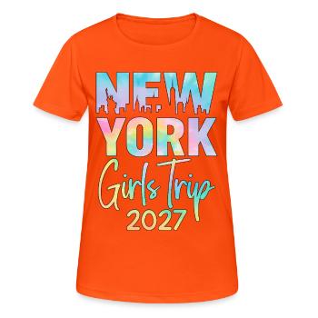 Girls Trip New York 2027 - Women's Breathable T-Shirt - neon orange - Front - AI Model Female 172 dark (172cm)